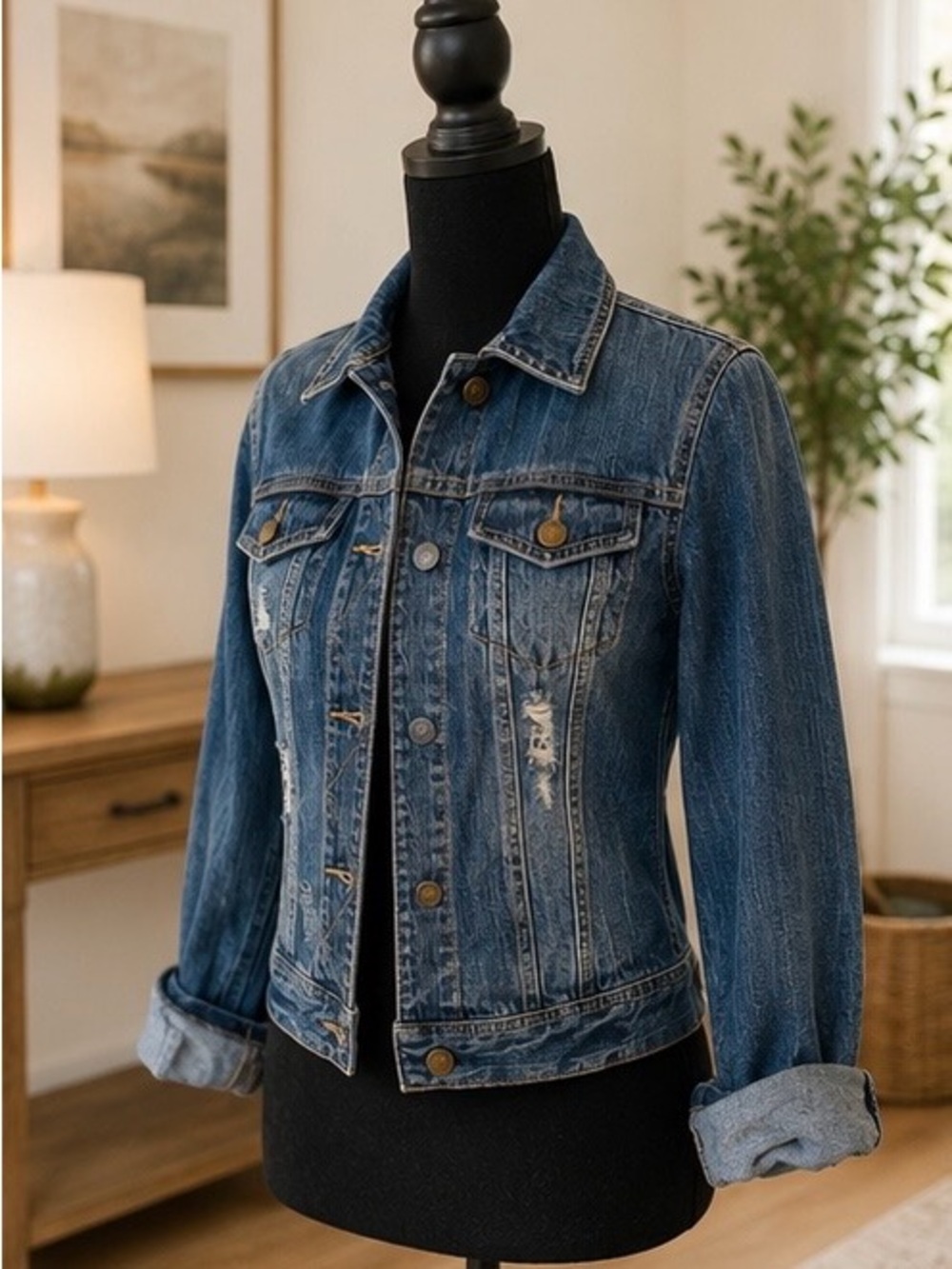Mudd Distressed Blue Denim Jean Jacket